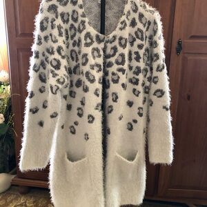 Westbound Cream and Gray Animal Print Cardigan